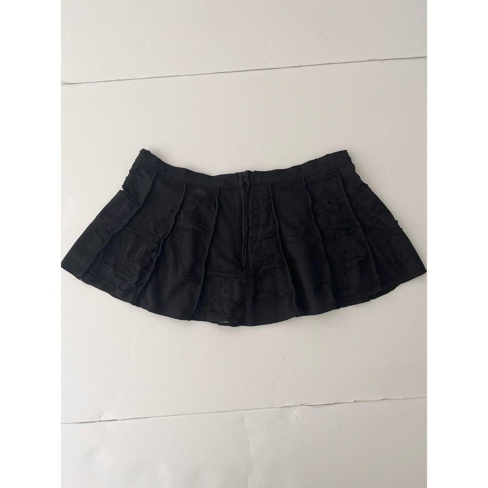 Shrine Skirt Women M Black Stretch Micro Mini Low Rise Burnout Goth Zip Back USA - Picture 6 of 7